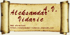 Aleksandar Vidarić vizit kartica